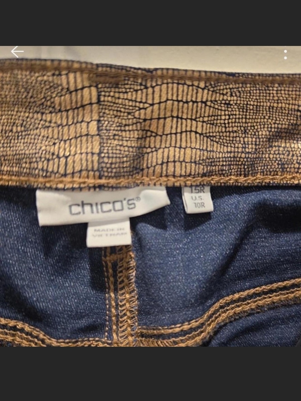 Chico's Metallic Bronze Snakeskin Slim Leg Pants – Size 10 - Picture 3 of 4